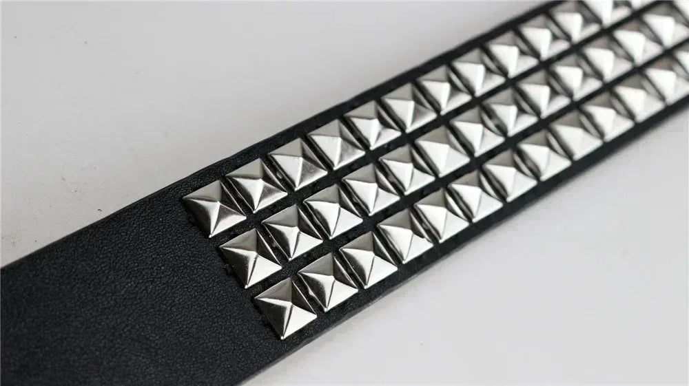 2025 New Square Bead Rivet Belt Metal Pyramid Belt Men and Women Punk Hardware Jeans Belt Y2K Belt Designer Belt Women's Belts