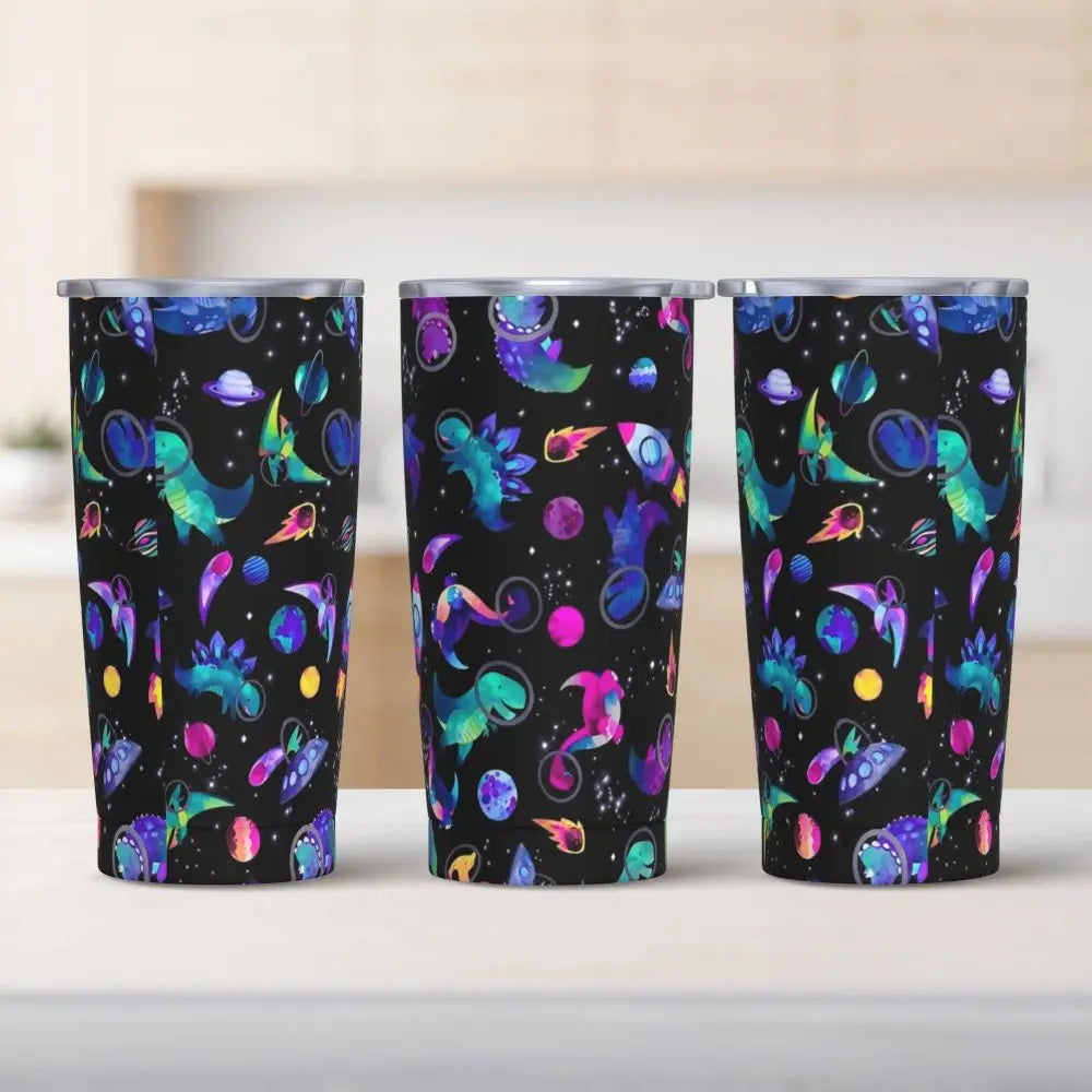 Stainless Steel Tumbler Dinosaur Silhouette Mugs Cup With Straws Animal Beach Cold Drink Water Bottle Insulated Thermal Mug