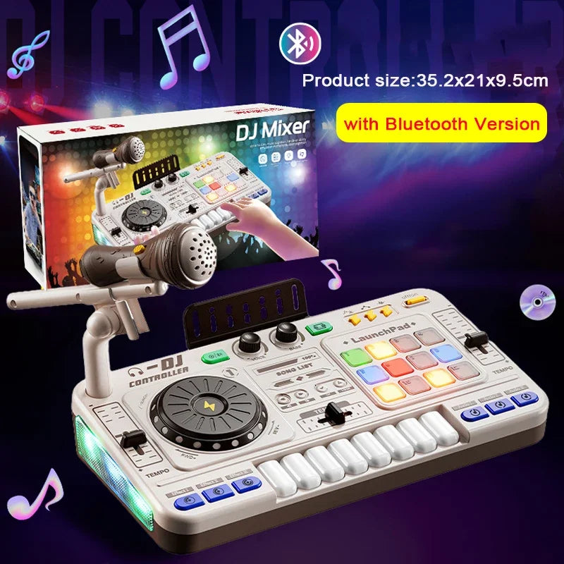 Kids Simulation DJ Mixer Controller Toy Multifunctional Music Effects Electronic Learning Game Birthday Gift for Children Mixers