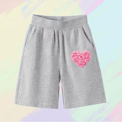 2025 Girls Summer Cat Ear Print Shorts Kids Elastic Waist Beach Short with Pocket Sports Short Pants Kids Cute Clothes 3-14y