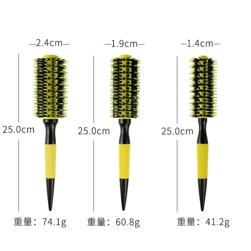 Barbershop Rolling Comb Round Hair Comb Nylon Bristle Aluminum Tube Ion Hair Brush Home Barbershop Styling Tools