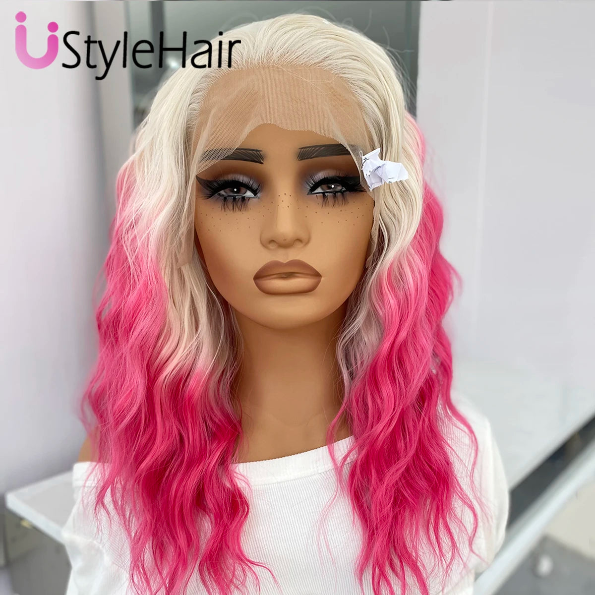 UStyleHair Brown Lace Front Wig Natural Looking 12Inches Short Wave Wig Heat Resistant Synthetic Hair Daily Use Cosplay Wig