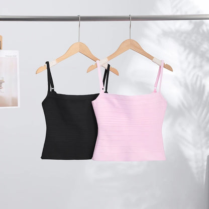 Sexy Solid Knit Women Top Stripe Sleeveless Slash Neck Pleated Female Crop Tops 2026 Spring Summer All-match Lady Knitwear