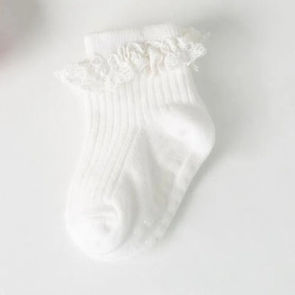 4Pair/lot new baby children's non-slip autumn winter cotton socks solid color baby foot socks