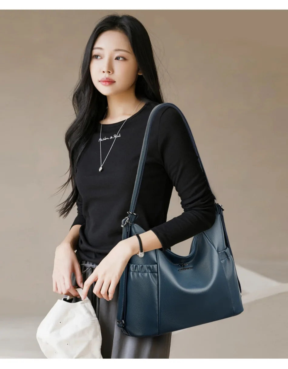 High Quality Soft Pu Leather Shoulder Bags for Women Women Bags Luxury Designer Multifunction Travel BackPack Commuter Handbags