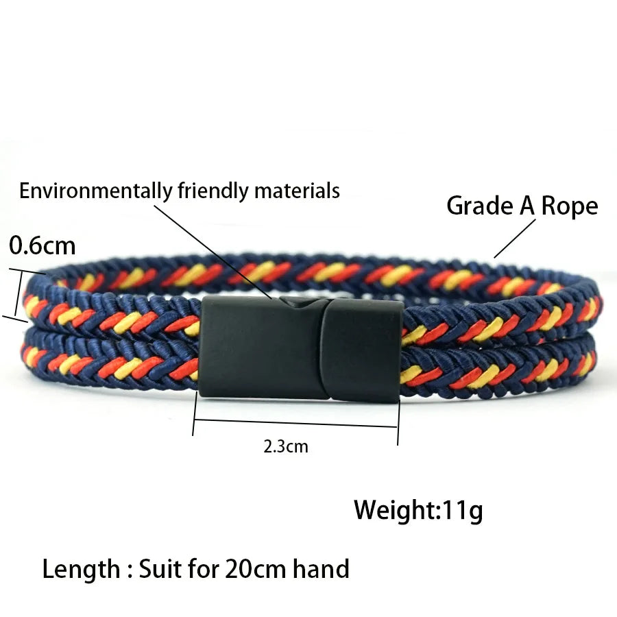 Noter New Pride Rainbow Braided Bracelet For Men Women Handmade Woven Rope Bangle Magnetic Clasp Wristband Versatile Jewelry