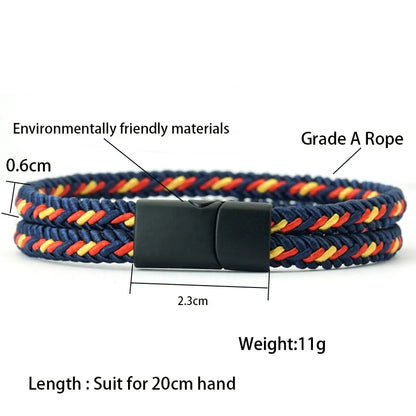 Noter New Pride Rainbow Braided Bracelet For Men Women Handmade Woven Rope Bangle Magnetic Clasp Wristband Versatile Jewelry