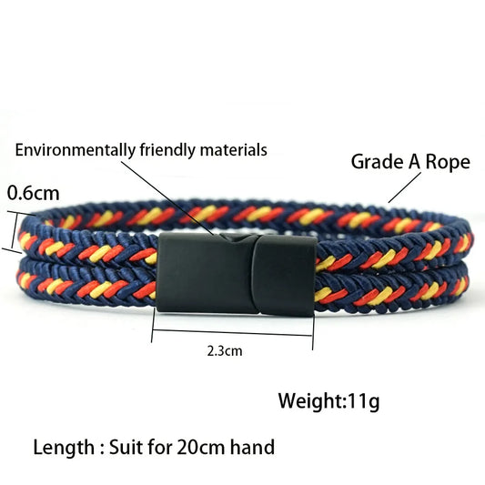 Noter New Pride Rainbow Braided Bracelet For Men Women Handmade Woven Rope Bangle Magnetic Clasp Wristband Versatile Jewelry