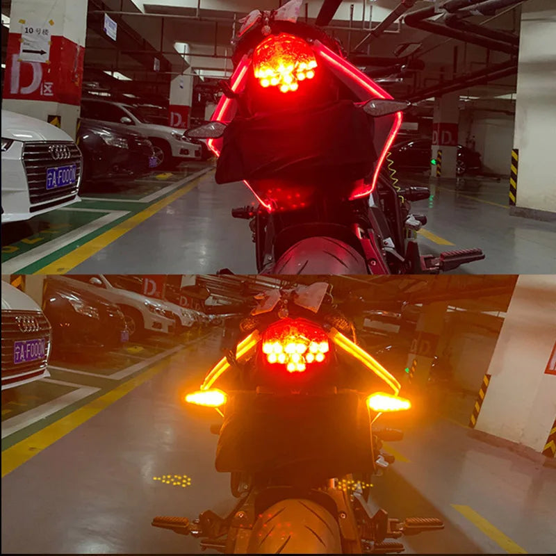 1 Pair Motorcycle Flowing Turn Signal Light Strip,Rear Tail Light Startup Scan, Flowing Signal Light,Modified Atmosphere Light