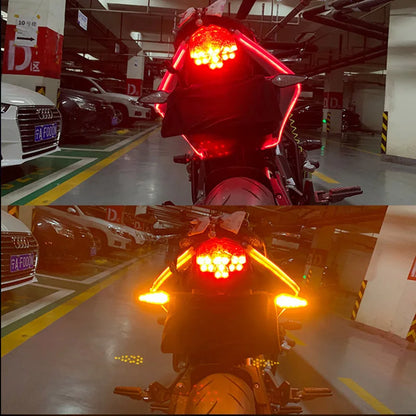 1 Pair Motorcycle Flowing Turn Signal Light Strip,Rear Tail Light Startup Scan, Flowing Signal Light,Modified Atmosphere Light