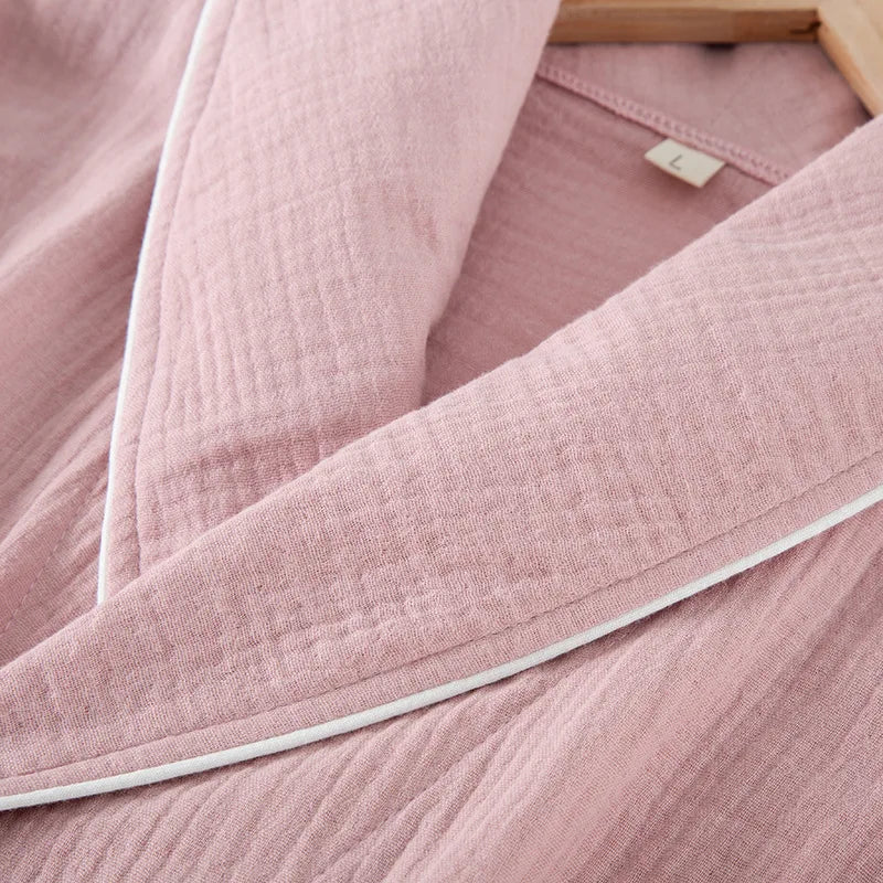 Women's Bathrobe Pure Cotton Large Size Spring Autumn Sleepwear Robe Long Sleeve Couple Home Wear Clothing Female Night Robes