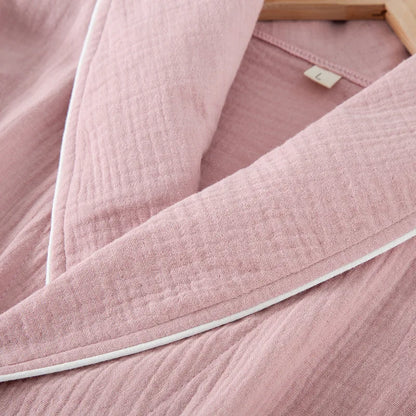 Women's Bathrobe Pure Cotton Large Size Spring Autumn Sleepwear Robe Long Sleeve Couple Home Wear Clothing Female Night Robes