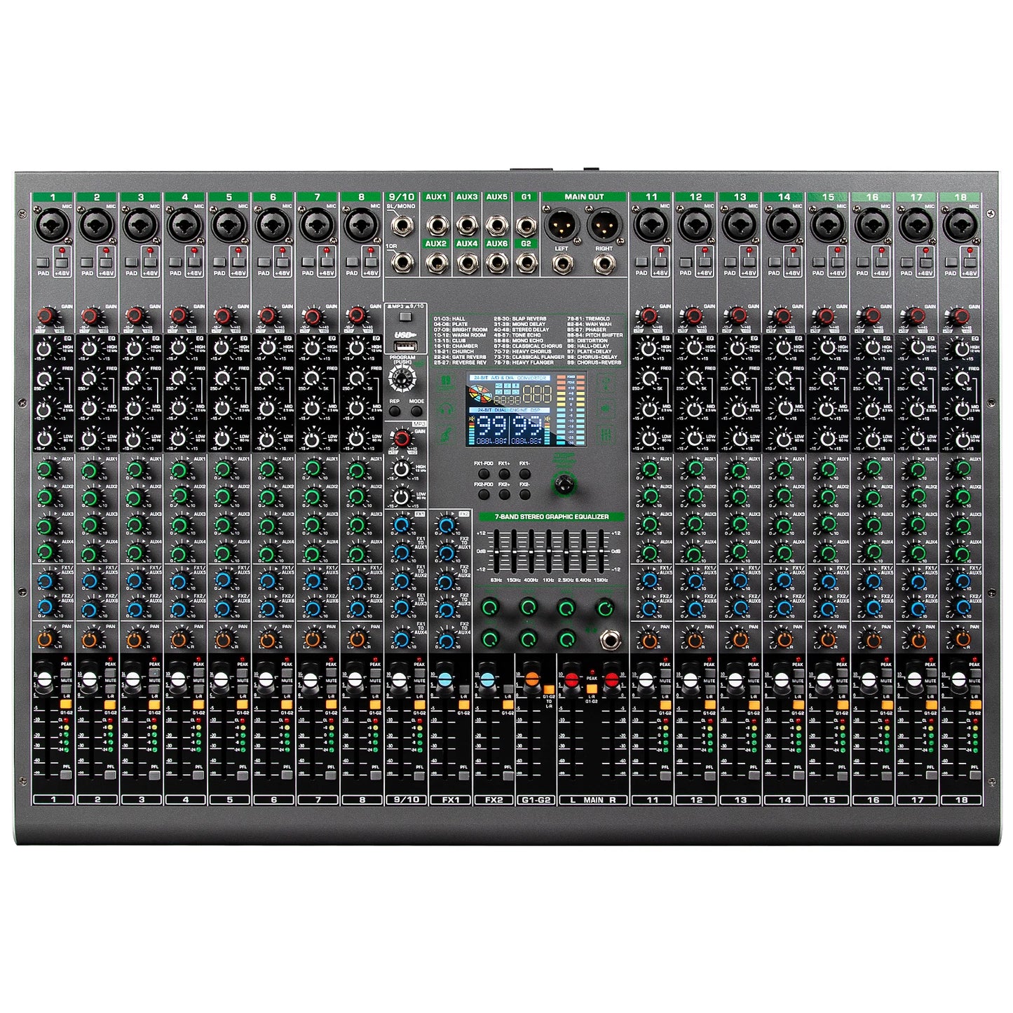 Depusheng Digital Mixer Professional Audio Mixer 18channels with 99bit dps reverb chip Bluetooth USB MP3 for stage bar studio DJ