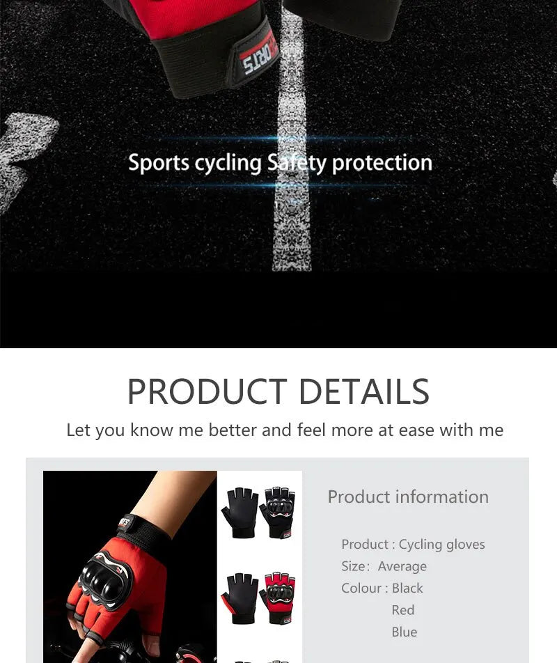 Men Half Finger Gloves Slip Rresistant Wear-resistant Racing Off-road Shatterproof Breathable Motorcycle Bicycle Tactical Glove