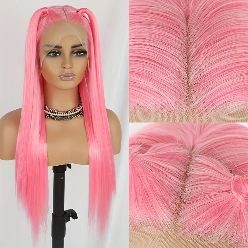 Pink Straight Human Hair Wigs 13X6 13X4 Hd Lace Frontal Wigs 200 Density 32 Inch Brazilian Transparent Lace Front wig Preplucked