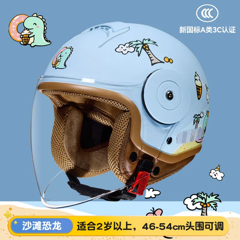 Children's Four Seasons Helmet New National Standard Class A 3C Certification Cartoon Electric Vehicle Helmet Motorcy Casco Moto