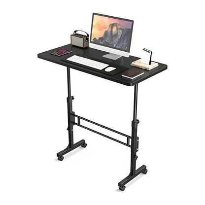 Standing Desk Adjustable Height Mobile Stand Up Desk with Wheels (Black)