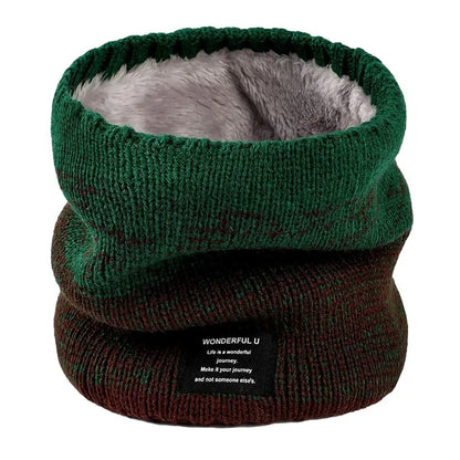 Winter Scarf for Men Fleece Ring Bandana Knitted Warm Solid Scarf Women Neck Warmer Thick Cashmere Hot Handkerchief Ski Mask
