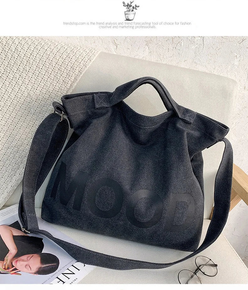 Top Canvas Bag Youth Men Shoulder Bags Large Capacity Hand Bags Letter Printed Crossbody Bag for Women Students School Bags