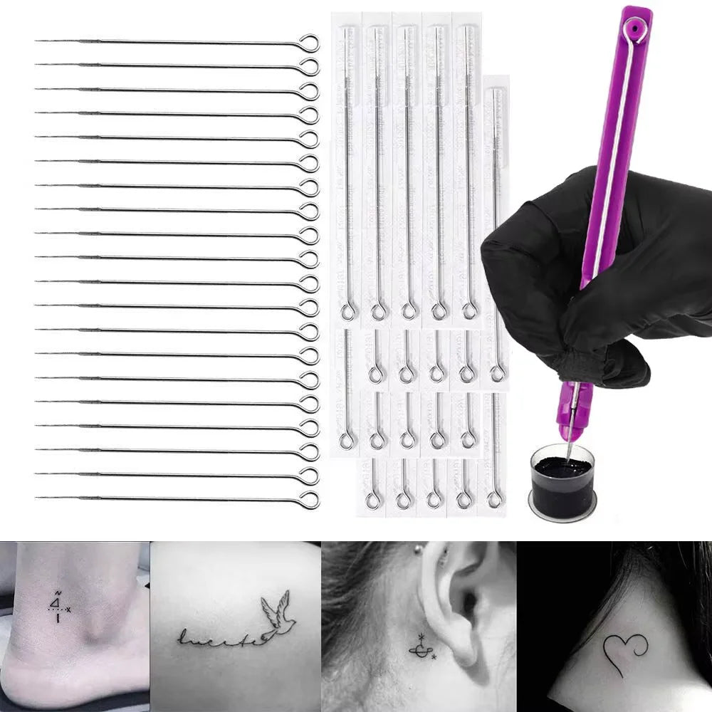 Hand Poke and Stick Tattoo Kit with Poke Tattoo Needles Holder Ink Accessories Set for DIY 3D Hand Poke Stick Tattoo Kit