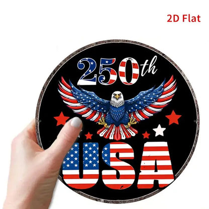 2D Flat, [2Dfalt] 1pc 20x20cm- Aluminum Sign USA 250th Anniversary Tin Sign, Patriotic Decor for Americans, Eagle Flag Themed Me