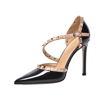 2025 Black High Heels 12cm 10cm 8cm Women's Shoes Thin Heels Pointed Head Ladies Pumps Microfiber Shallow Stiletto Banquet Shoes