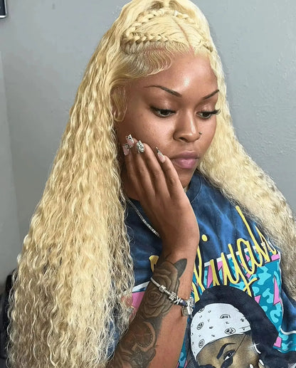 Deep Wave 13x6 HD Lace Frontal Human Hair Wig 30 40 Inch Curly 613 Honey Blonde Water Wave 13x4 Lace Front Wigs For Women 250%