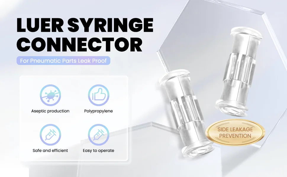 10/20/50/100Pcs Double Helix Luer Syringe Connector Sterile Transparent Pneumatic Parts PP Material Leak Proof Drug Guide Device