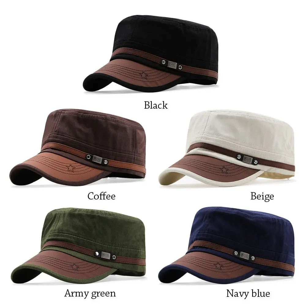 1Pc Unisex Army Hat Baseball Cap Cotton Hat Breathable Combat Fishing Flat Top Spring Summer Adjustable Sun Cap