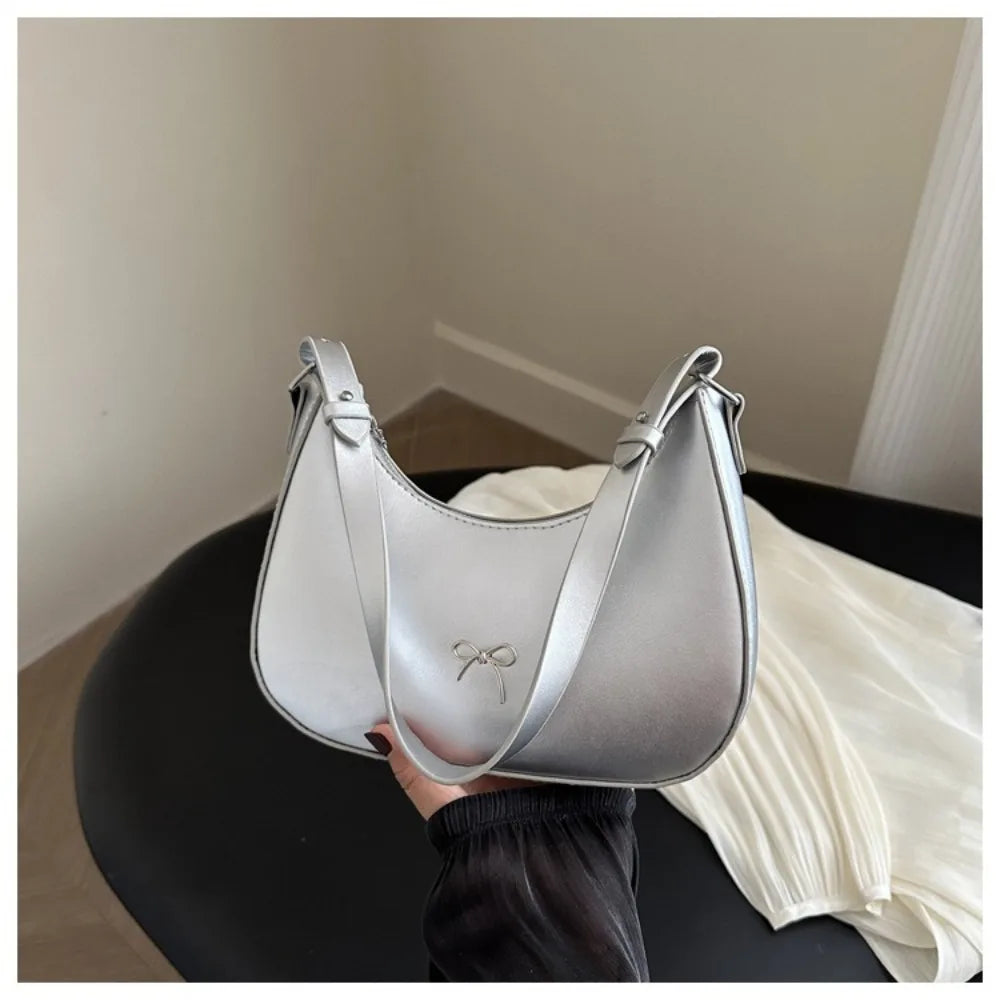 Bowknot Armpit Bag Korean Underarm Bag Luxury PU Leather Y2K Handbag Girls Shoulder Bag