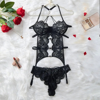 New Women Lingerie Hot Garter Belt Bra Underwear Set Sexy Outfits Lace Push Up The Bras Teddy Babydoll Porn Bodysuit Lenceria