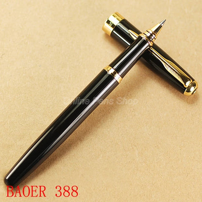 Baoer Red Green Black Blue Grain & Golden Roller Ball Pen BR020
