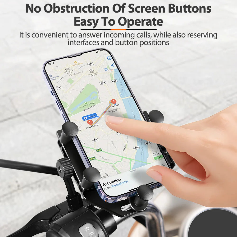 New Motorcycle Phone Holder Universal Alloy Shock-Absorbing Motos Bike Handlebar Navigation Bracket 360° Rotary Adjustable Stand