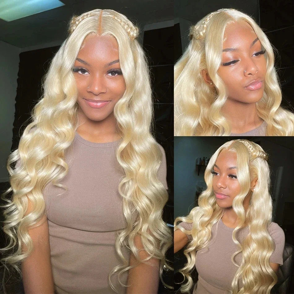 613 13x6 Lace Front Wig Human Hair 30 Inch HD Lace Frontal Wig Blonde Body Wave Lace Front Wigs Human Hair Pre Plucked Baby Hair