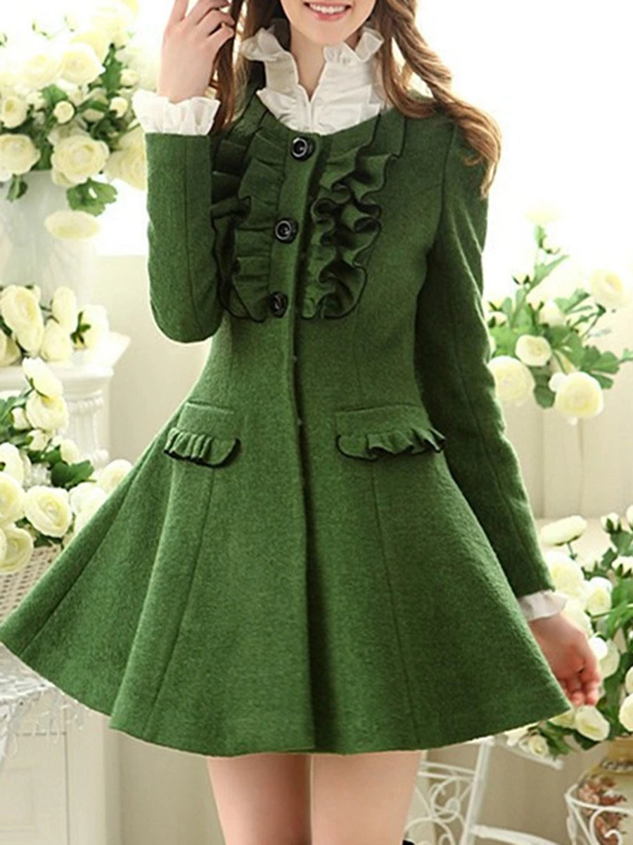 US Women Solid Lady Shirt Frilly Ruffle shirt Tops Flounce Casual Blouse Clothes Shirts