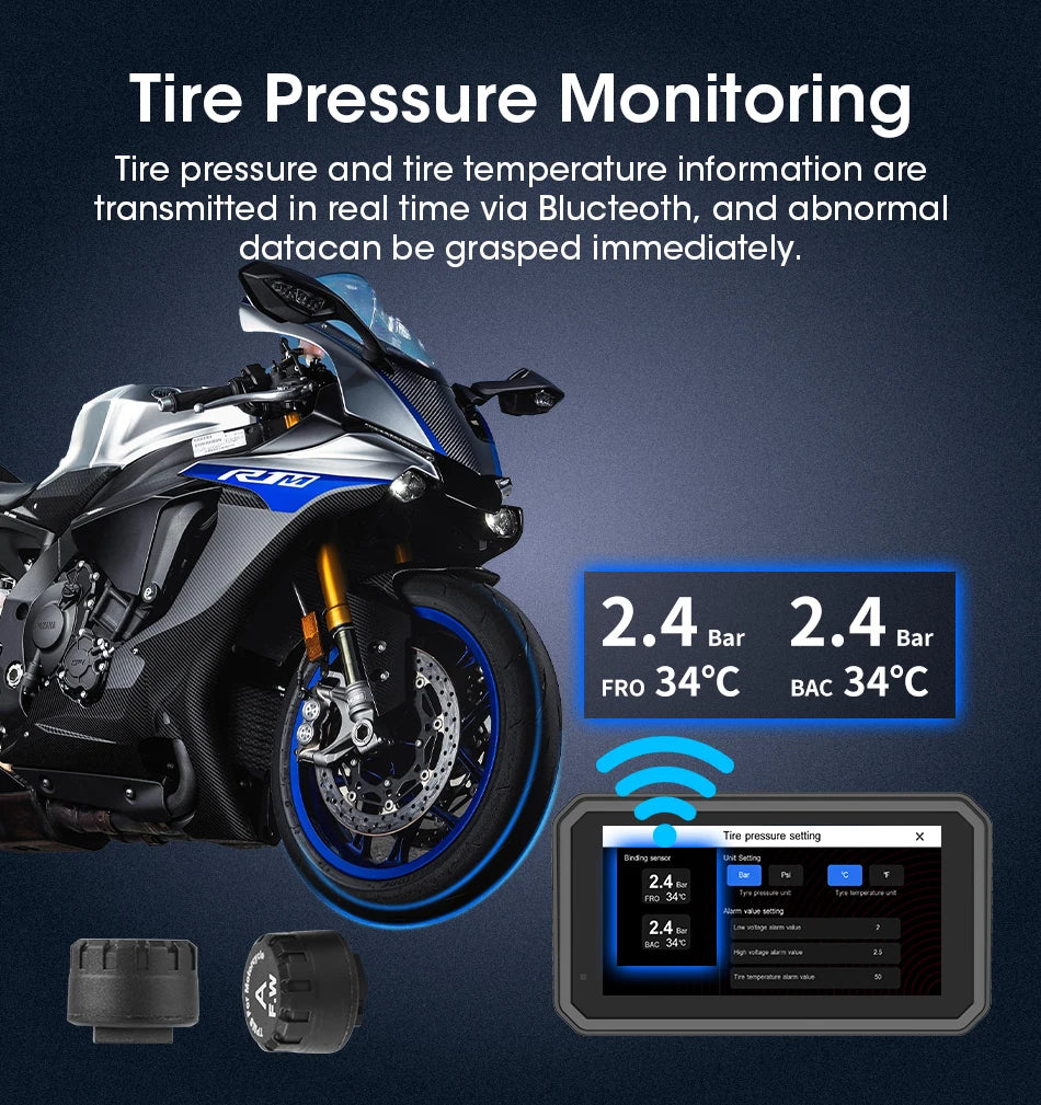 JMCQ Portable 6.25 inch Motorcycle GPS Navigation IPX7 Waterproof Wireless CarPlay Android Auto Drive Recorder Support 4K DVR