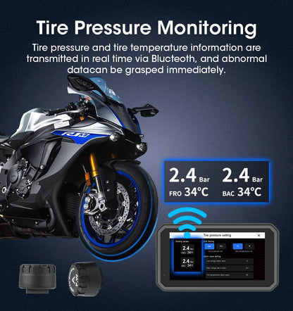 JMCQ Portable 6.25 inch Motorcycle GPS Navigation IPX7 Waterproof Wireless CarPlay Android Auto Drive Recorder Support 4K DVR