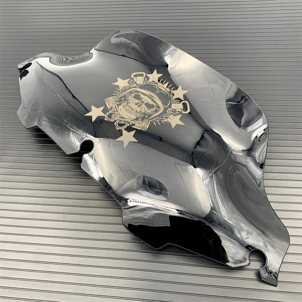 8" Motorcycle Black Skull Windscreen Windshield For Harley Touring Street Glide Electra Ultra Classic 1996-2013