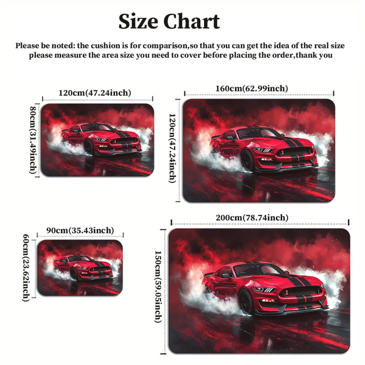 Red Sports Car Rug – High-Speed Racing Art Design, Dynamic Floor Mat for Living Room & Man Cave Decor