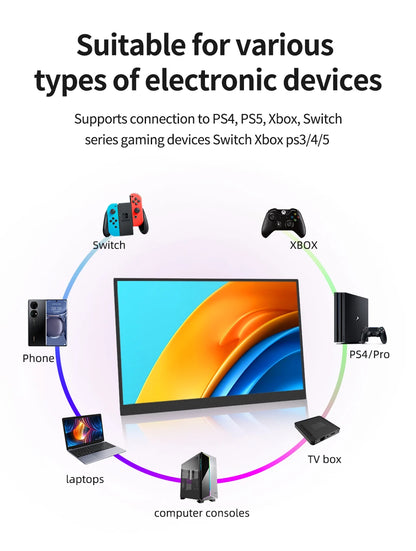 HGFRTEE 14 Inch Touch Screen Portable Monitor 100%sRGB 400cd/m2 Gaming Computer Expand Display For XBox PS4/ 5 Switch Loptop