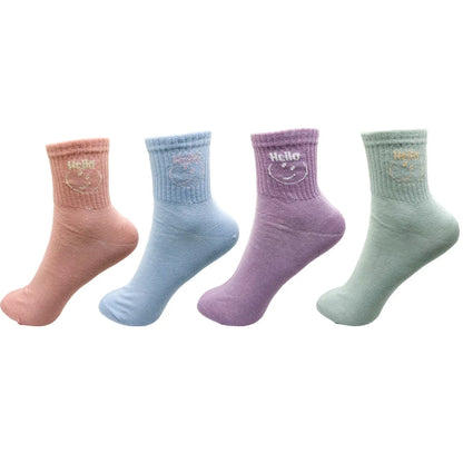 1/4 Pairs Woman Cotton Socks For Women Cotton Female Socks Set Woman Colorful Lady Socks Letter Printed Sock