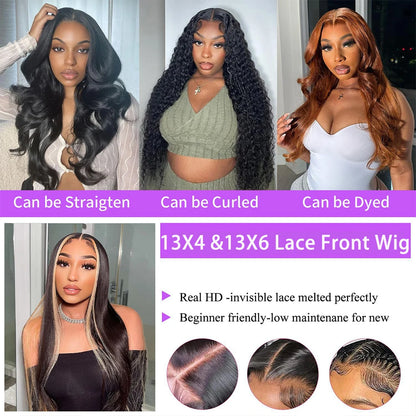 13x6 Hd Transparent Lace Front Wigs Human Hair Body Wave Brazilian Black Human Hair Wig Glueless Pre Plucked Wigs For Women
