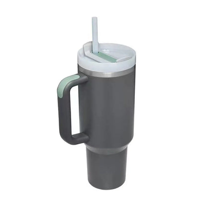 40oz Tumbler with Handle Straw and Silicone Boom Stainless Steel Vacuum Thermos Cup Large Capacity Travel Car Coffee Mug Logo