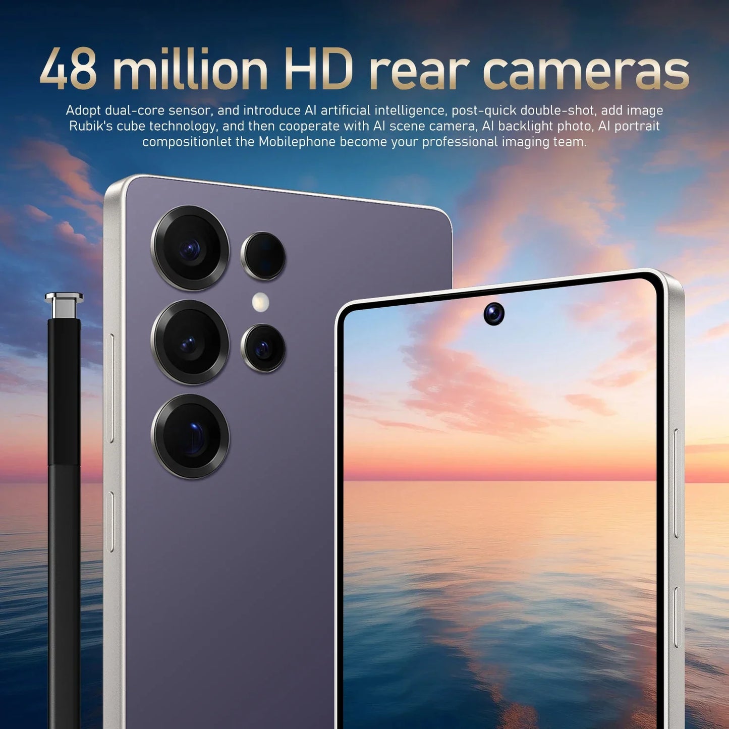 FUFFI Global Vision X26 Pro Max Smartphone Android 12 8GB RAM 512GB ROM 6.8 Inch Phone 1920x1080HD 48MP 5G Network Mobile Phones