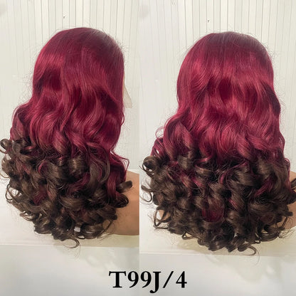 100% Vietnamese Hair Wigs Super Double Drawn Ombre Bouncy Body Wave 250 Density Highlight HD Lace Frontal Wigs Human Hair Genger