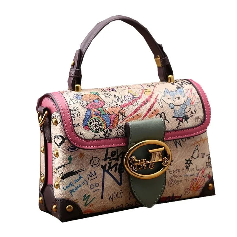 Bear bag 2025 new fashion niche portable small square bag women's bag messenger bag