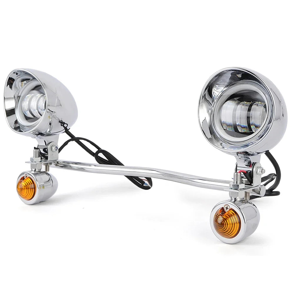 Motorcycle Headlight Spot Fog Light With Turn Signal Light Bar For Harley Cruisers Kawasaki Suzuki Honda VT VTX Shadow