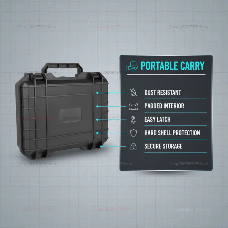 Portable Hard Tool Box With Pre-Cut Foam Storage Box, Shockproof, Pressure Reducing, Dustproof, Suitable For Home/Outdoor Use.