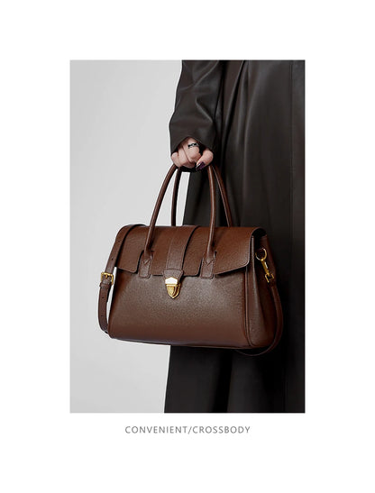 Burminsa Cowhide Genuine Leather Tote Handbags For Women 2025 Luxury Designer Satchel Commuter Ladies Shoulder Crossbody Bags