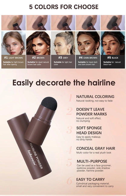 Hairline Shadow Powder Hair Waterproof Hairline Root Cover Up Natural Black Brown Eyebrow Contour Stick Repair Fill in Hair Tool